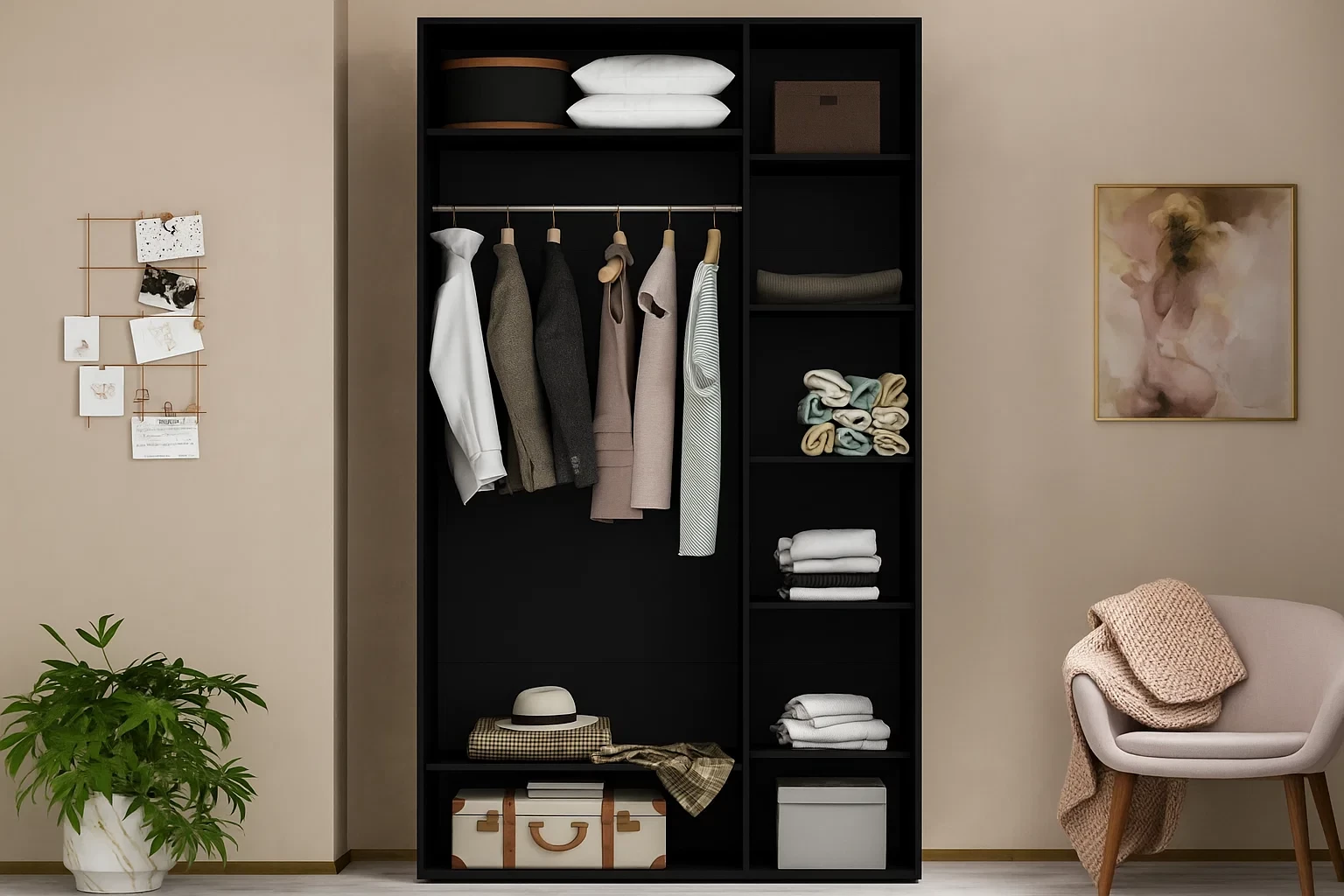 Dulap cu uși glisante nex home, oglinda, carbon 100x60x220 cm 3