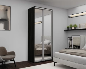 Dulap cu uși glisante nex home, oglinda, carbon 100x60x220 cm Thumbnail 2