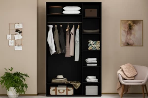 Dulap cu uși glisante nex home, oglinda, carbon 100x60x220 cm Thumbnail 3