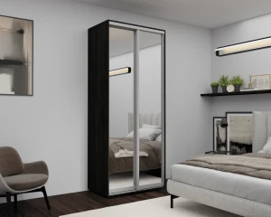 Dulap cu uși glisante nex home, oglinda, carbon 100x60x220 cm