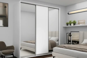 Dulap cu uși glisante nex home, 2xoglinda + 1xpal, alb 240x60x220 cm