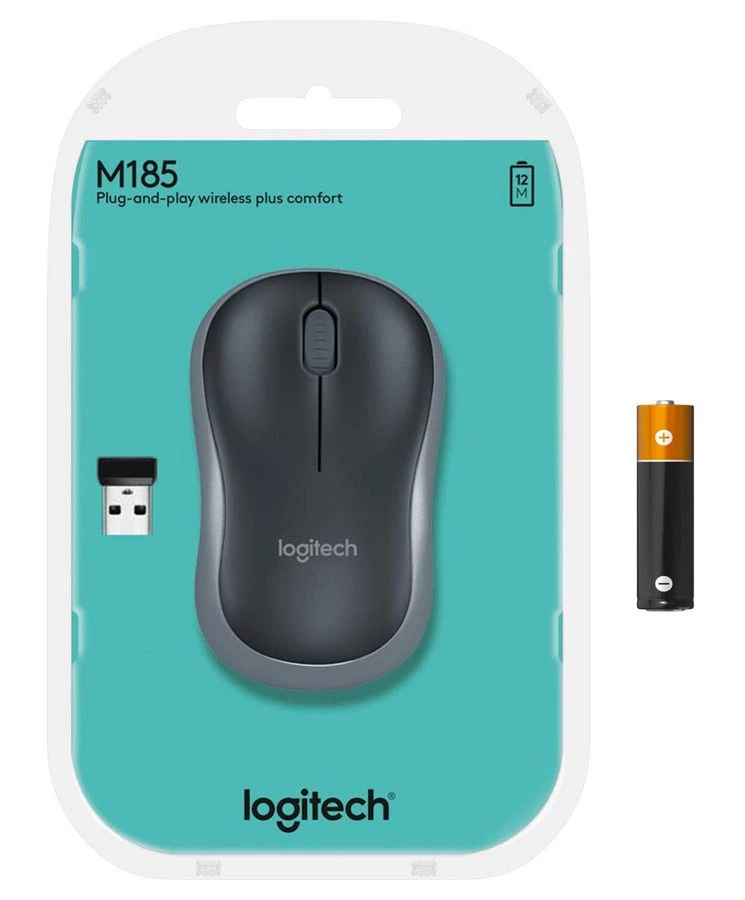 Беcпроводная мышь logitech m185, серый 13