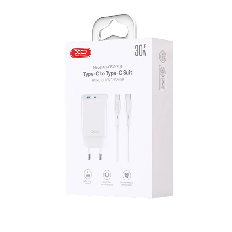 Încărcător xo ce30 + usb-c, 30w, alb 9