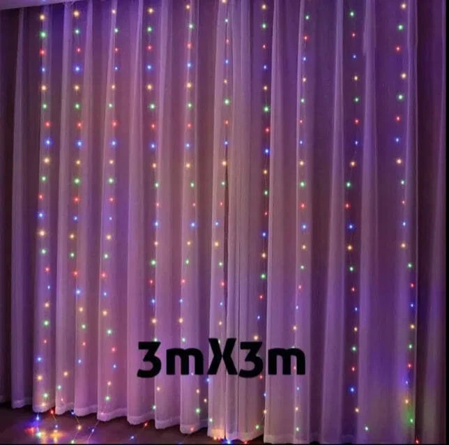 Гирлянда-дождь с мультиколорными led огньками, 3м×3м (xnh-087) 3