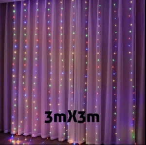 Гирлянда-дождь с мультиколорными led огньками, 3м×3м (xnh-087) Thumbnail 3