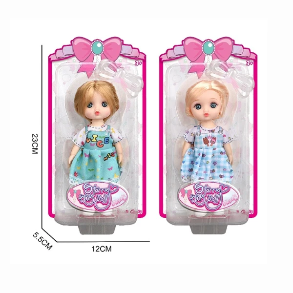 Păpușică mică drăguță în rochie albastră, 2 modele 3
