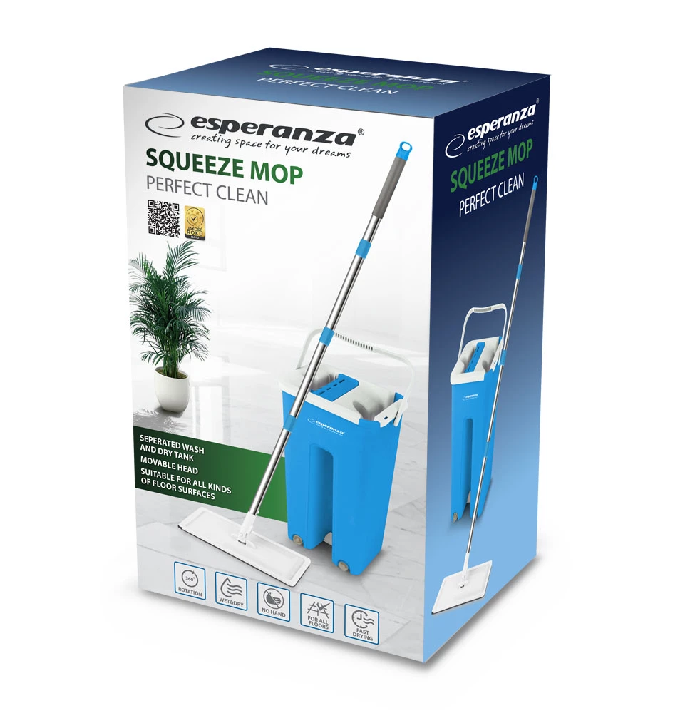 Mop esperanza perfect clean ehs004 - set galeata si mop, cap de curatare 32 x 12cm, galeata 37 x 20 x 17 cm, 1 x galeata, 1 x mop, 1 x microfibra 9