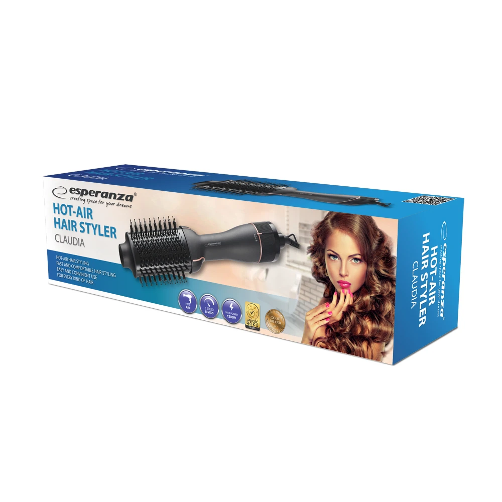 Hot-air styler esperanza claudia ebl015 oval, 75x45mm, 1200w, power cord length: approximately 180 cm, styling brush length: 11.5 cm, brush diameter r 4