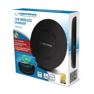 Wireless fast charging pad esperanza preon ezc102, output power: 5w/7.5w/10w/15w, power socket: usb type-c, includes a usb type-c/usb a cable with a l Thumbnail 2