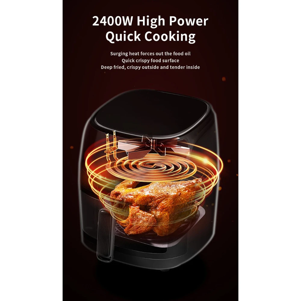 Teska air fryer tk-606d, 8l, 2400w, черный 4