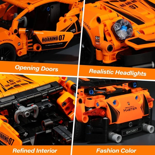 Set de construcție im master mechanical master „supercar portocaliu”, cu inerție, 490 piese 6