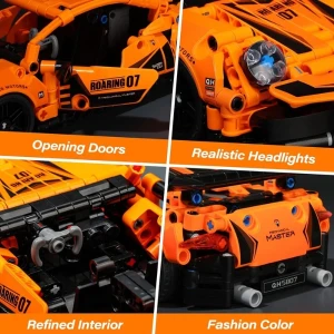 Set de construcție im master mechanical master „supercar portocaliu”, cu inerție, 490 piese Thumbnail 6