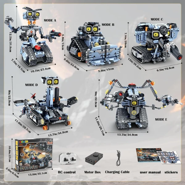Set de construcție 5 în 1, im master mechanical master „robot-transformer”, cu telecomandă, 687 piese 11
