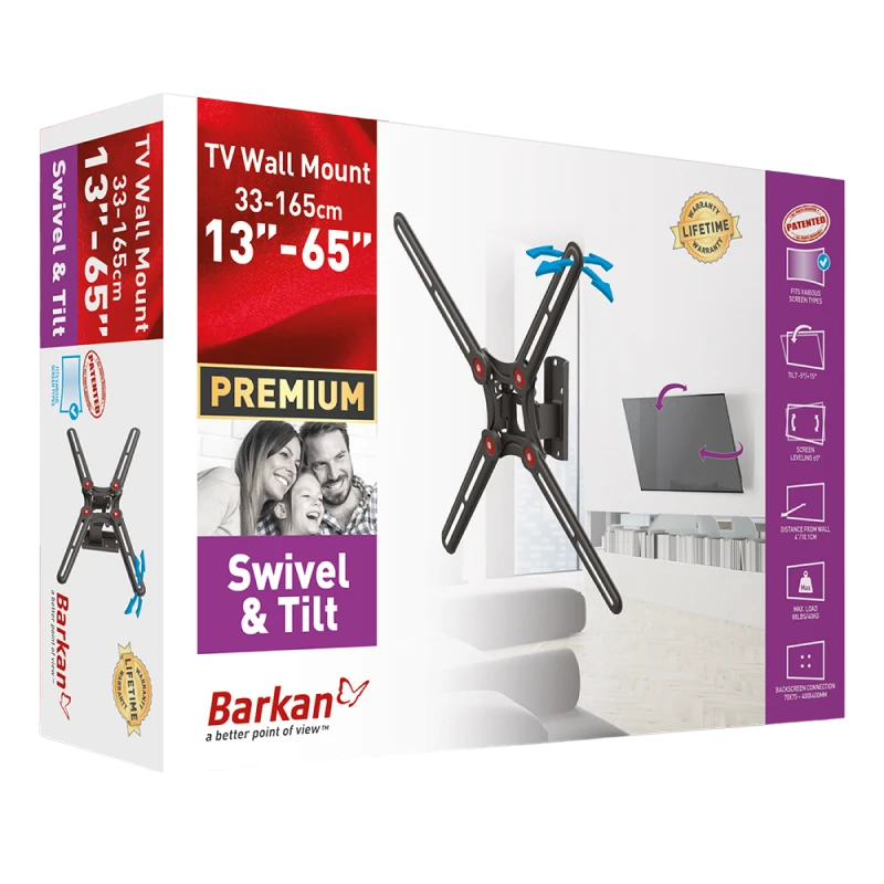 Настенное крепление для телевизора barkan bm320, чёрный 3