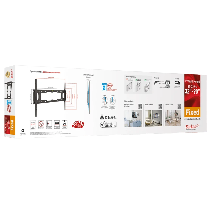 Фиксированное настенное крепление barkan e400+, чёрный 3