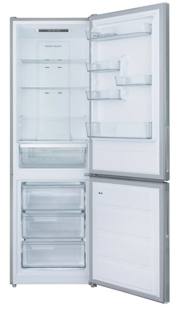 Frigider daewoo dnf-310mex-1 310l (86l+224l), 188cm, total no frost, clasa e, inox, decongelare automata, super freeze, control electronic, iluminare 2