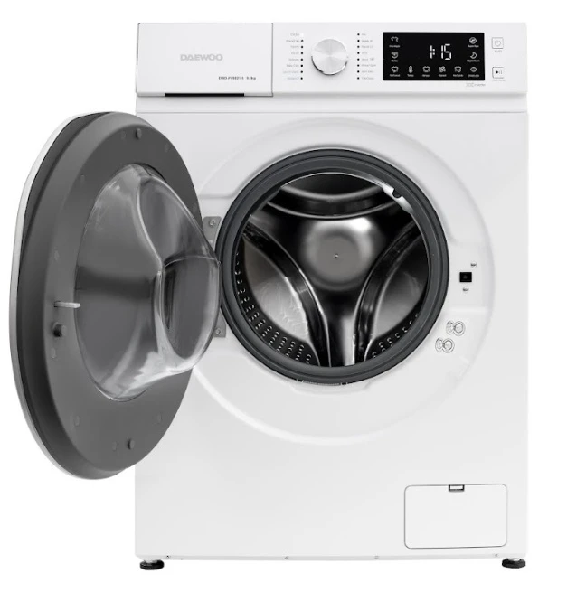 Masina de spalat rufe daewoo dwd-fv9021-5,  9 kg / 1400rpm, 60cm, clasa a, motor inverter, display, usa dubla neagra, 16 program, alb 2