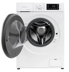 Masina de spalat rufe daewoo dwd-fv9021-5,  9 kg / 1400rpm, 60cm, clasa a, motor inverter, display, usa dubla neagra, 16 program, alb