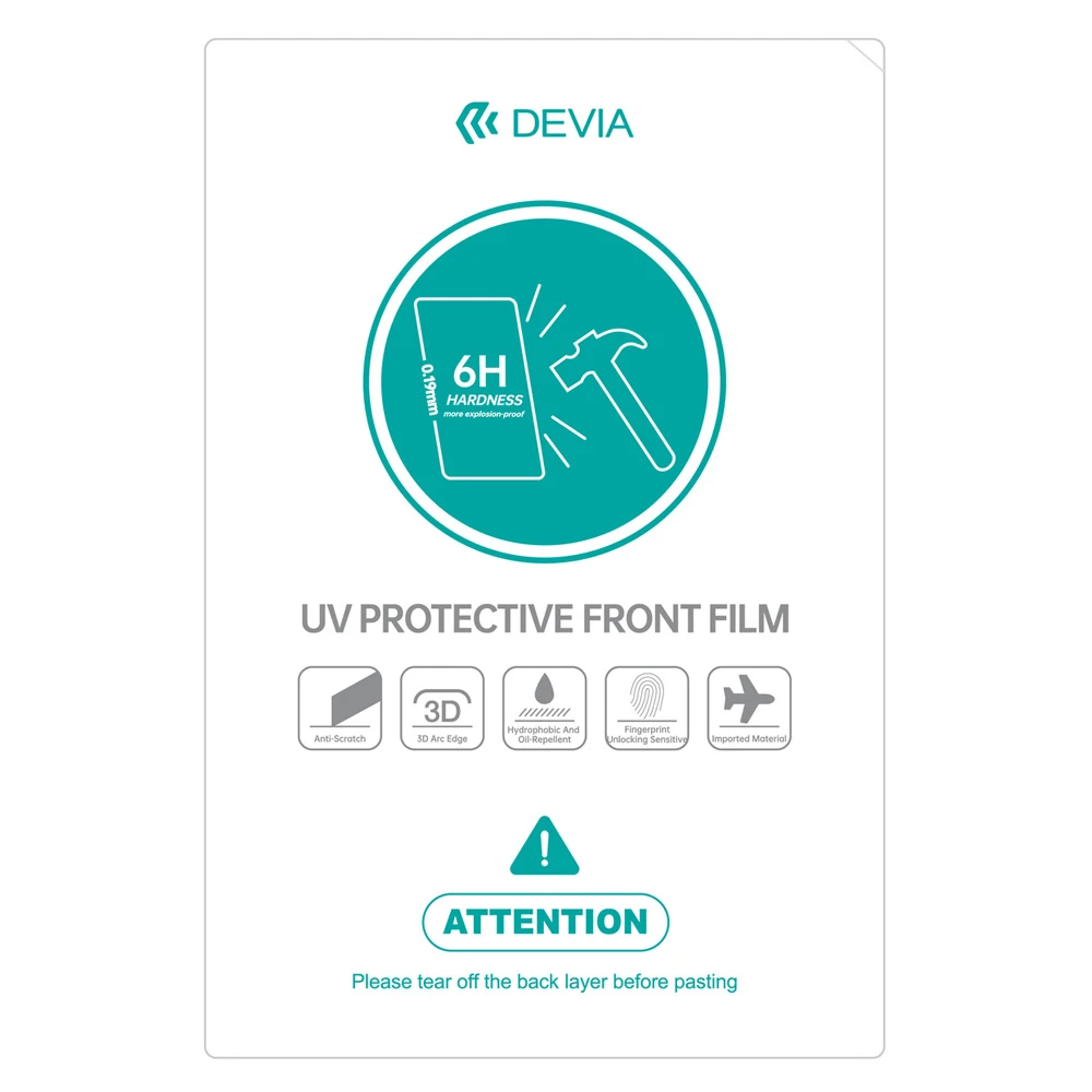 Devia интеллектуальная защитная передняя пленка uv (0,19 мм) (1 шт), прозрачная 2