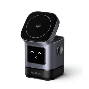 Ugreen uno 2-в-1 магнитное беспроводное зарядное устройство 15w, серый