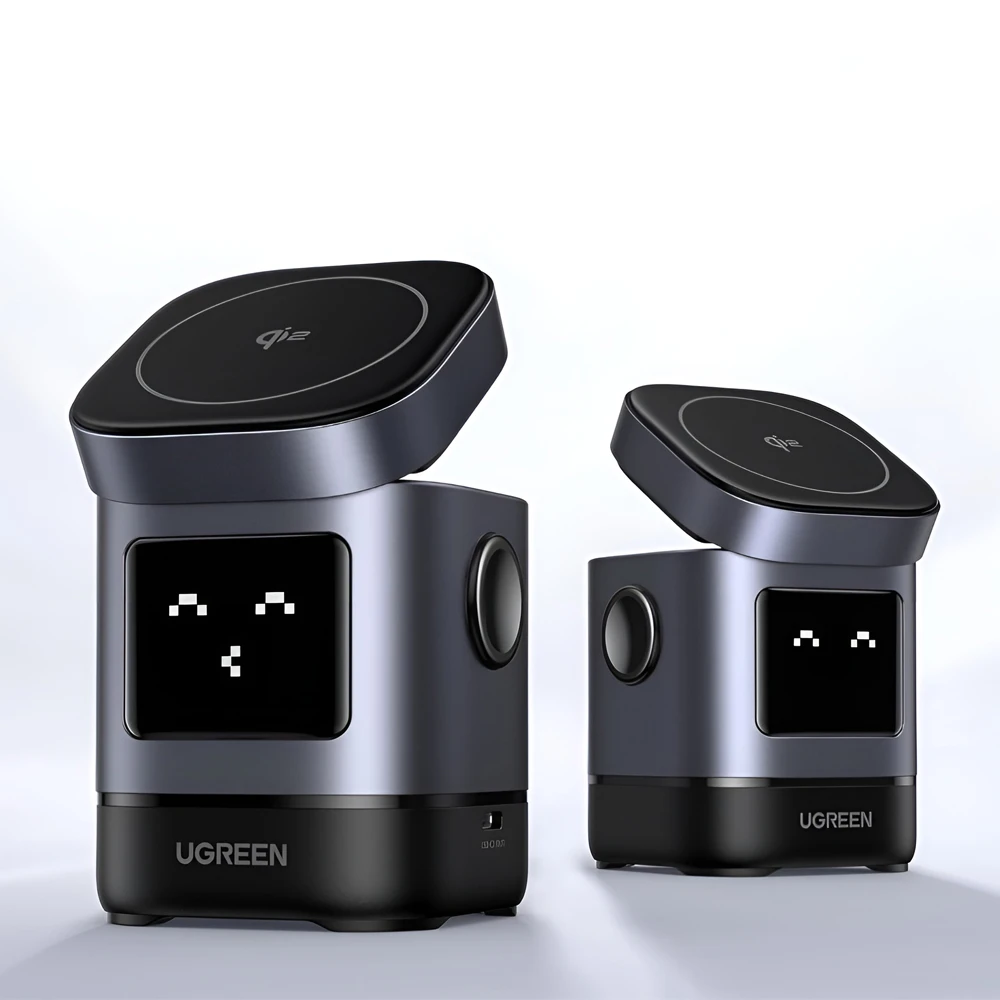 Ugreen uno 2-в-1 магнитное беспроводное зарядное устройство 15w, серый 3