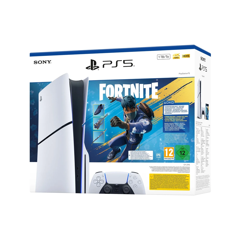 Игровая консоль sony playstation 5 slim disc edition 1tb + flowering fortnite 3