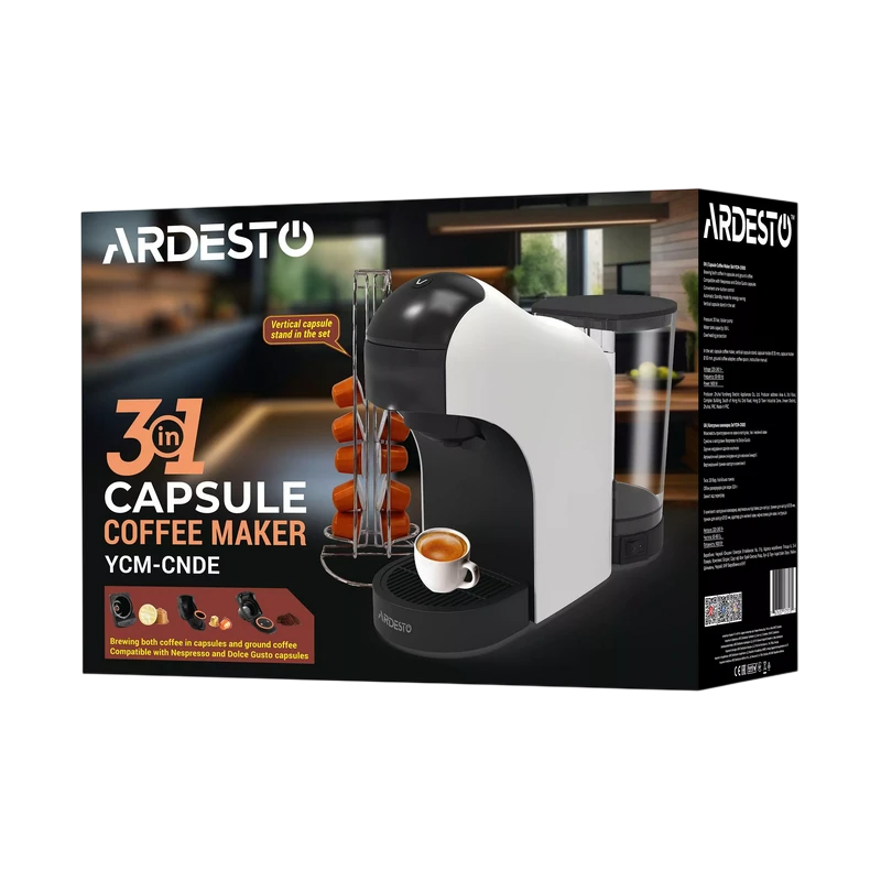 Капсульная кофеварка ardesto ycm-cnde, 1400вт, белый 7