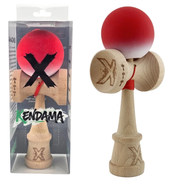 "kendama x original", 7.5 x 6 x 18 cm, gradient roșu-alb 2