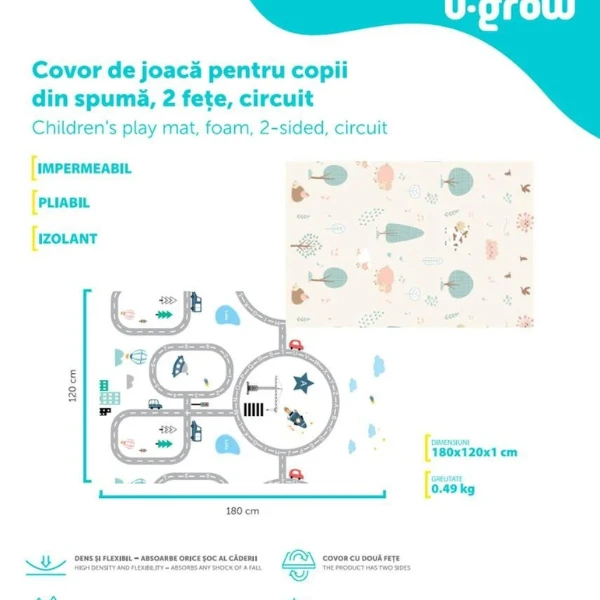 Covoras educativ cu 2 fete din spumă (trafic rutier), 180 x 120 x 1 cm 9