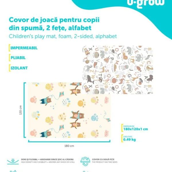 Covoras educativ cu 2 fete din spumă (alfabet), 180 x 120 x 1 cm 10