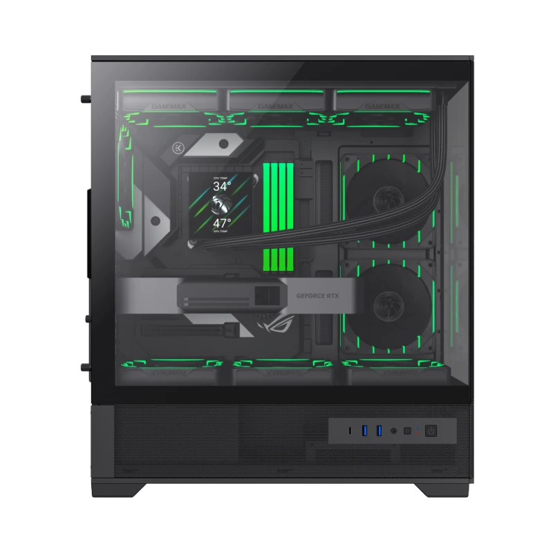 Компьютерный корпус gamemax vista 2 ab, midi-tower, без блока питания, чёрный 8