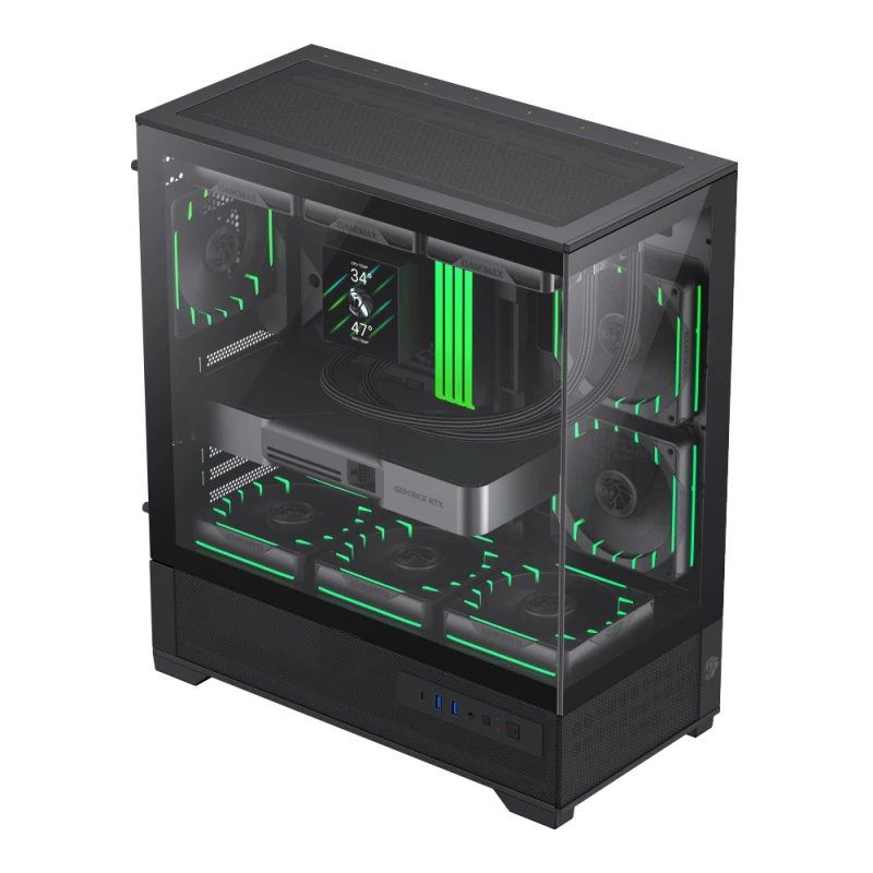 Компьютерный корпус gamemax vista 2 ab, midi-tower, без блока питания, чёрный 9
