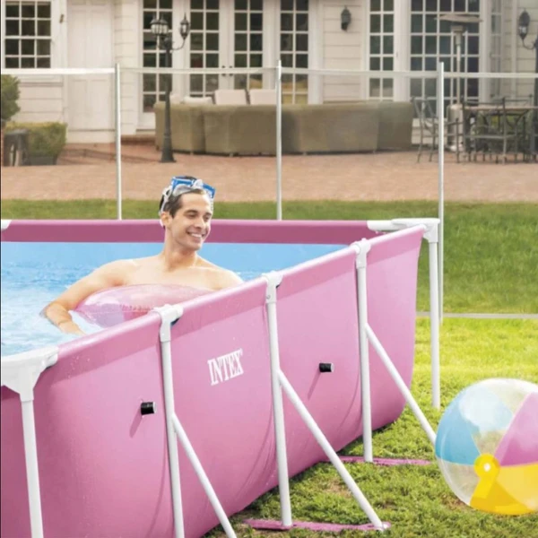 Intex piscină rectangular frame 220х150х60сm, 1622l, cadru metalic, roz 4