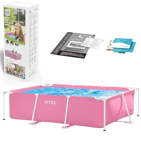 Intex piscină rectangular frame 220х150х60сm, 1622l, cadru metalic, roz 5
