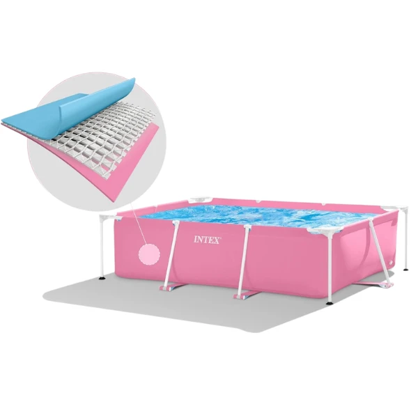 Intex piscină rectangular frame 220х150х60сm, 1622l, cadru metalic, roz 6