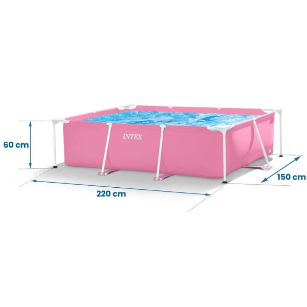 Intex piscină rectangular frame 220х150х60сm, 1622l, cadru metalic, roz 7