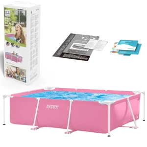 Intex piscină rectangular frame 220х150х60сm, 1622l, cadru metalic, roz Thumbnail 4