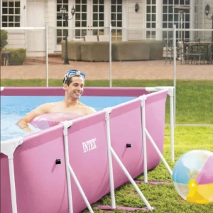 Intex piscină rectangular frame 220х150х60сm, 1622l, cadru metalic, roz Thumbnail 4