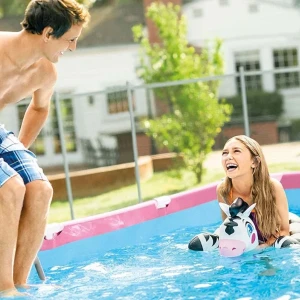 Intex piscină rectangular frame 220х150х60сm, 1622l, cadru metalic, roz Thumbnail 2