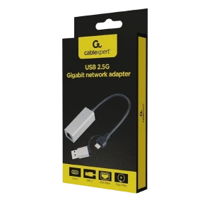 Сетевой адаптер cablexpert a-usb3ac-lan2g-01, usb type-a (m) - usb type-c (f), 0,15м, серый Thumbnail 2