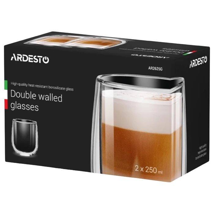 Set de pahare ardesto ar2625g, 250 ml, 2buc. 2