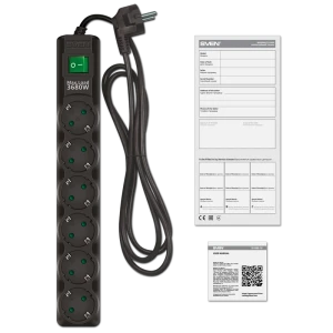 Prelungitor electric sven sf-06e-16, 6 prize, 5m, negru Thumbnail 3