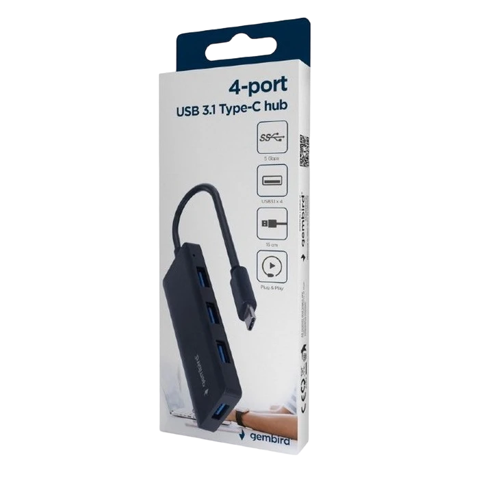 Usb-концентратор gembird uhb-cm-u3p4-02, чёрный 3