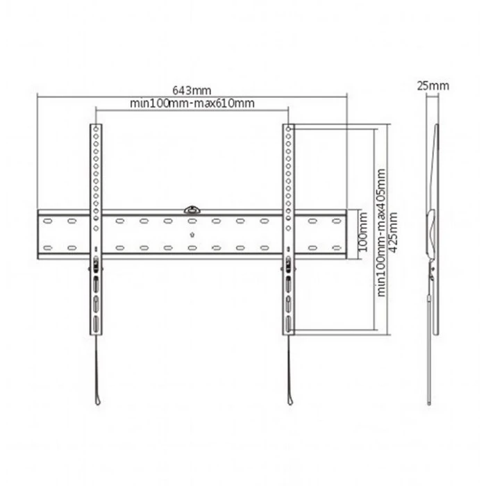 Фиксированное настенное крепление gembird wm-70f-01, чёрный 2