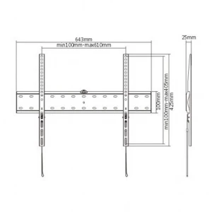 Фиксированное настенное крепление gembird wm-70f-01, чёрный Thumbnail 2