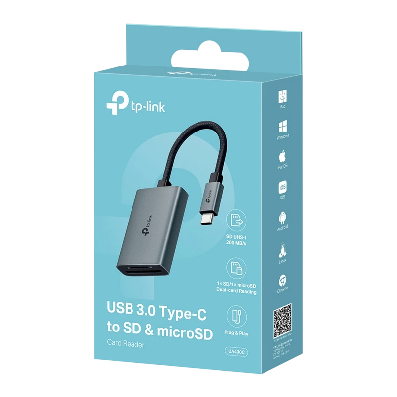 Cititor de carduri tp-link ua430c, usb type-c, gri 3