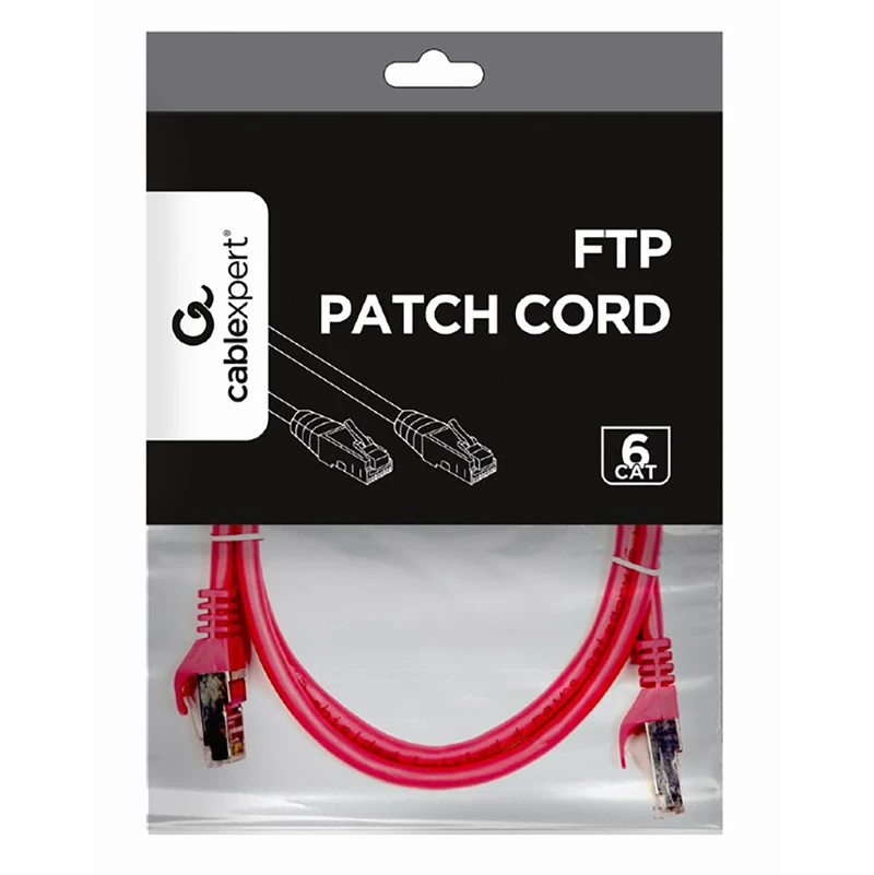 Патч-корд cablexpert pp6-1m/ro, cat6 ftp , 1м, розовый 7