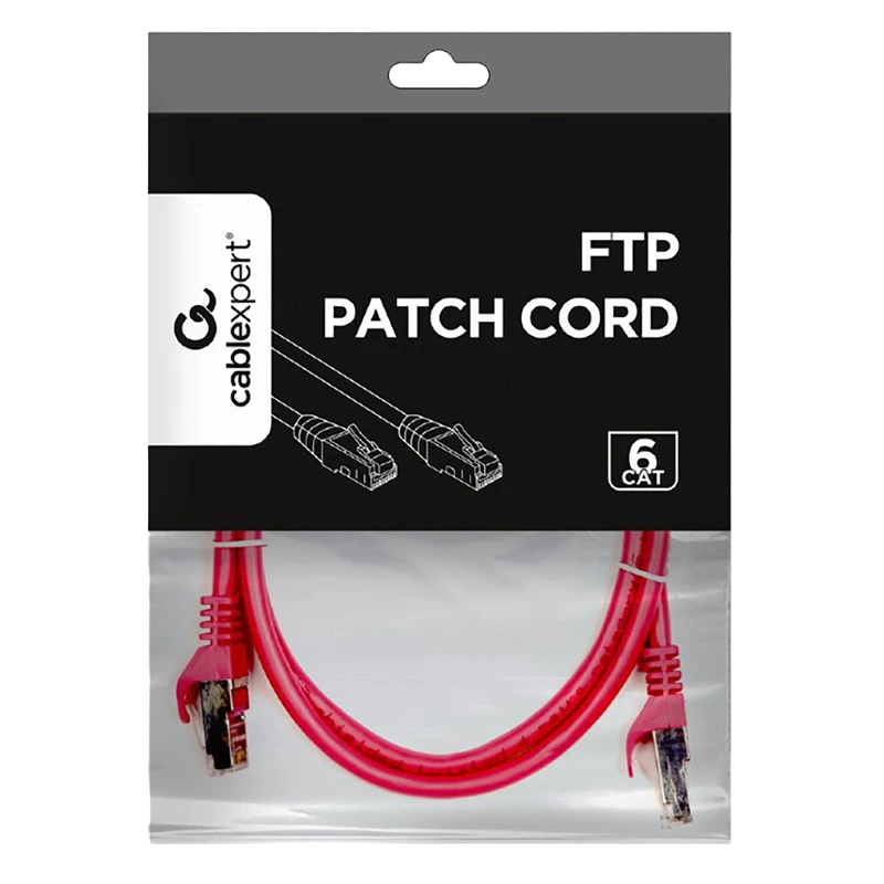 Патч-корд cablexpert pp6-1m/ro, cat6 ftp , 1м, розовый 5