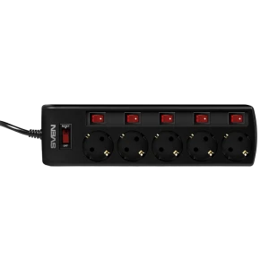 Prelungitor electric sven sf-05pl, 5 prize, 3m, negru