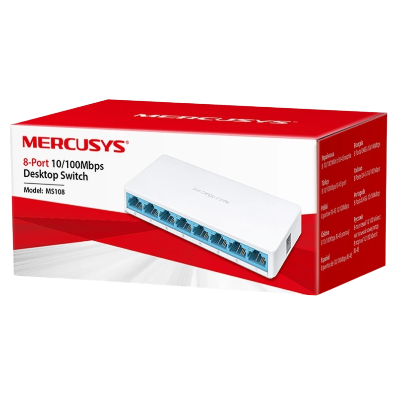 Сетевой коммутатор mercusys ms108, 8x 10/100 мбит/с 4
